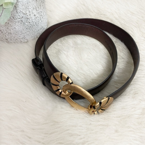 [Chico's] Women's Dark Brown 100% Genuine Leather Buckle Belt - Picture 1 of 5